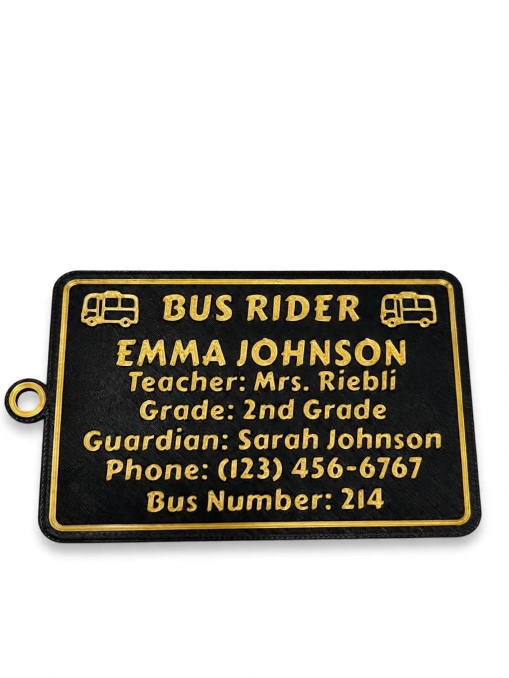 Custom 3D Printed School Transportation Tag - BUS RIDER / CAR RIDER